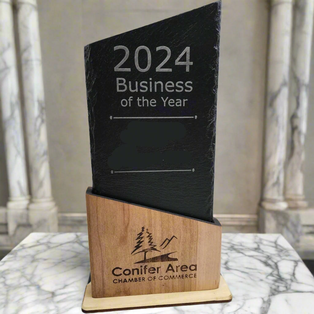 Custom Wood & Slate Award Plaques with Logo - Personalize Your Success