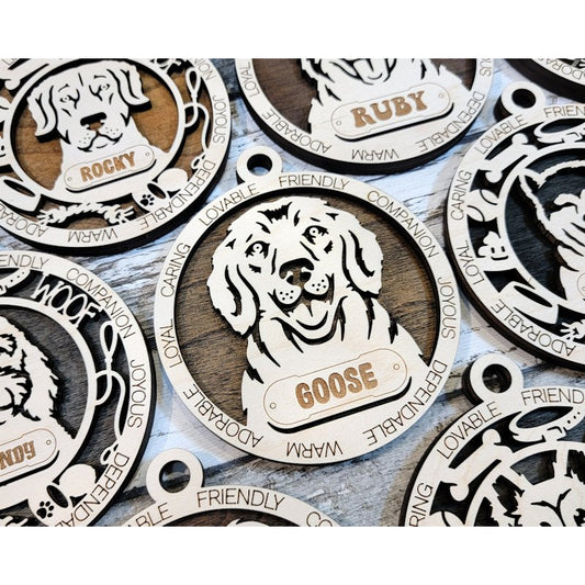 Adorable Dog Ornaments Personalized custom 3D wood ornaments - Hats Signs Patches 3D printing Engraving