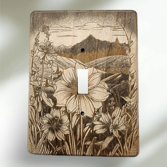 Mountain Meadow Switch Cover Covers Single Wood Hand Made Engraved - Hats Signs Patches 3D printing Engraving