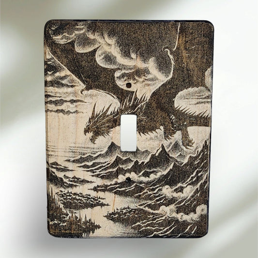 Dragons Lair Switch Cover Covers Single Wood Hand Made Engraved - Hats Signs Patches 3D printing Engraving