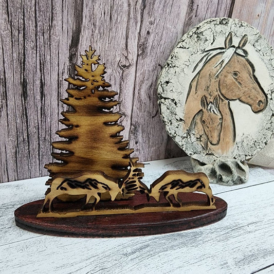 Napkin Letter Holder Shelf Table Center Piece Dueling Elk - Hats Signs Patches 3D printing Engraving