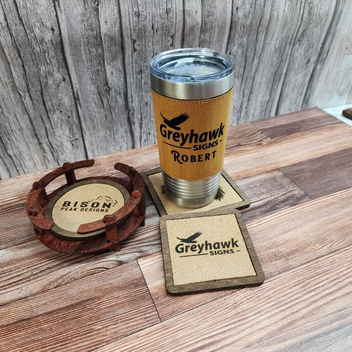 Polar Camel 20 oz. Leatherette Tumbler with Clear Lid Personalized