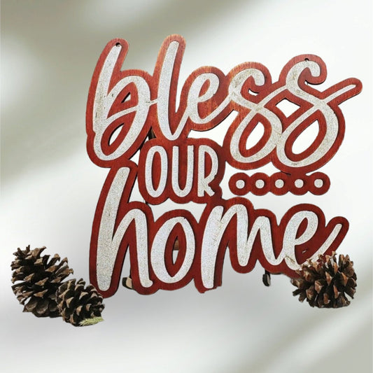 Rustic Bless Our Home Sign wood sign - Hats Signs Patches 3D printing Engraving