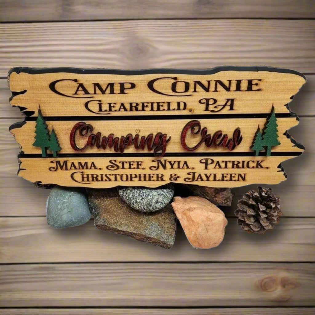 Wood Sign RV Site Camping Address Carved Personalized