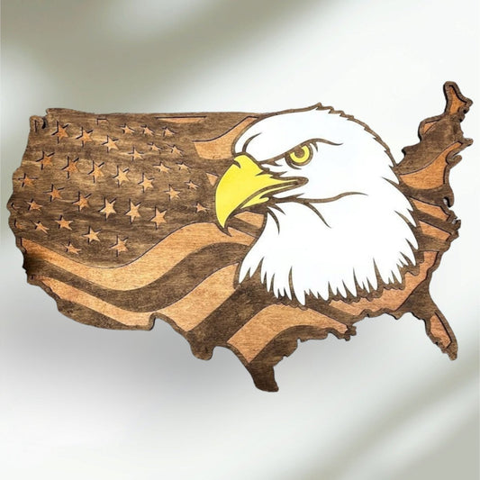 Sign Plaque featuring the 3D layered US Flag with an Eagle Awesome Gifts - Hats Signs Patches 3D printing Engraving