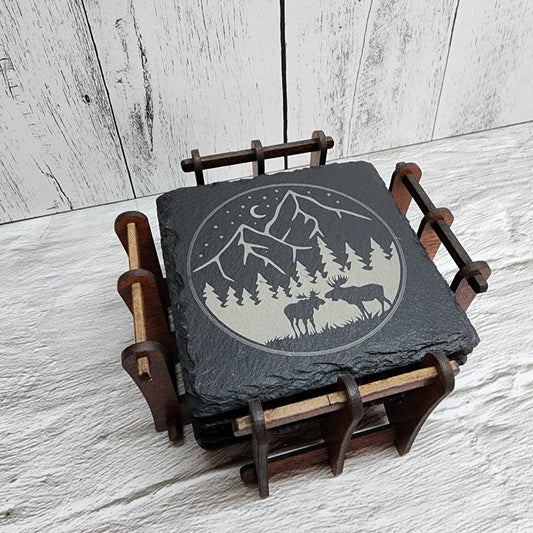 Slate Coaster Set with your choice of design or upload your own image to be engraved - Hats Signs Patches 3D printing Engraving