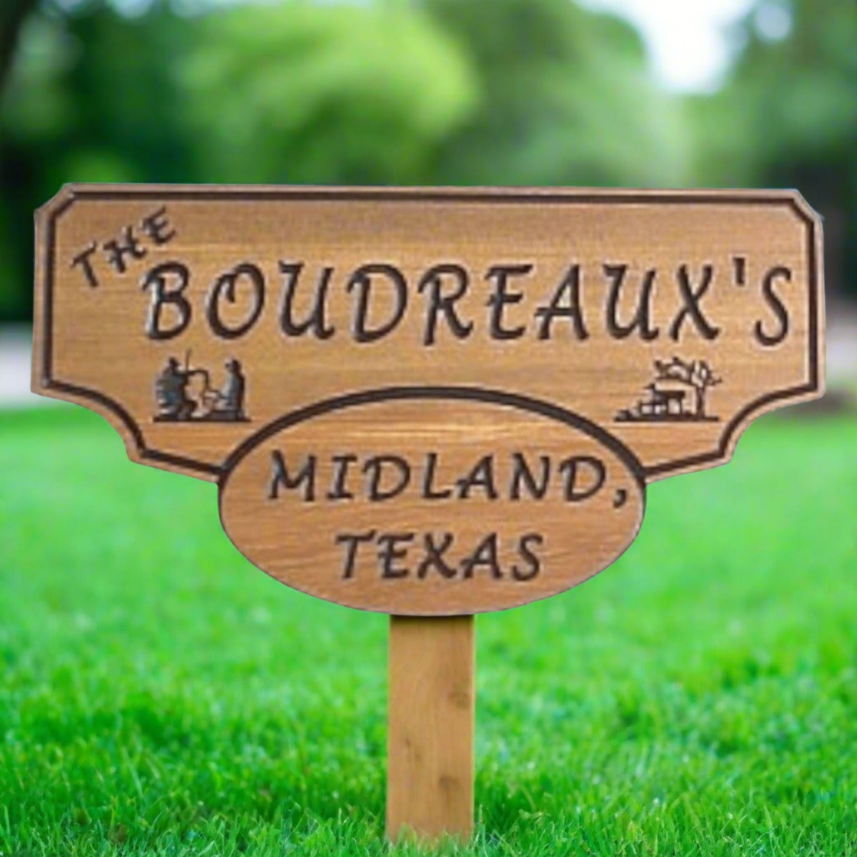 Wood Carved Oval Address Sign - Perfect Gift for Home or Ranch