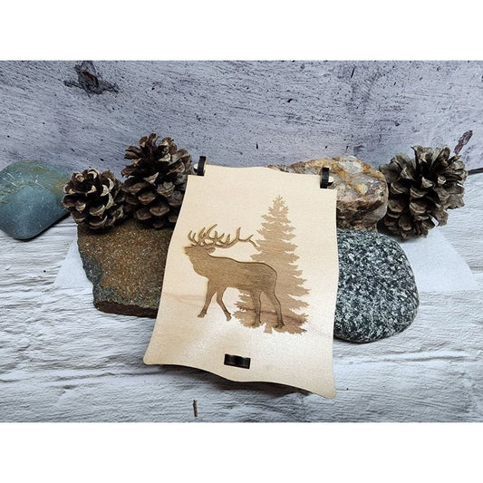 Wood Décor Jewelry Gift Memory Box Elk Tree or Bear Tree Design - Hats Signs Patches 3D printing Engraving