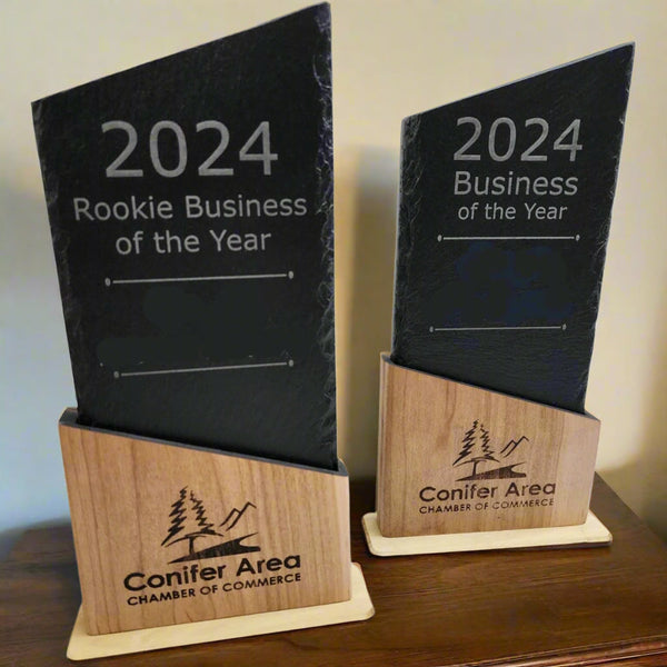Awards and Trophies personalized made to order  Acrylic wood and Slate