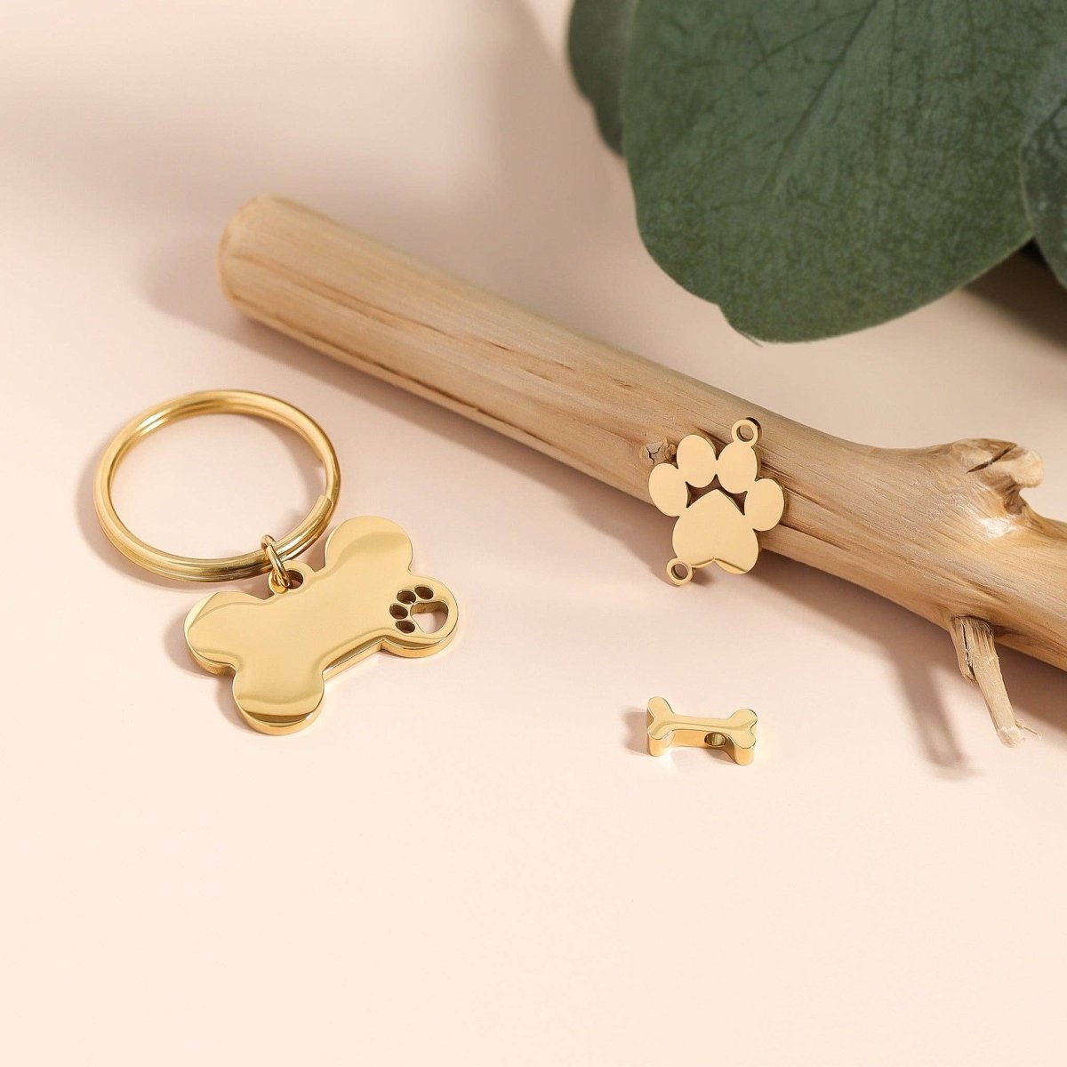 18K Gold PVD Stainless Steel Paw Print Cutout Blank Pet Tag