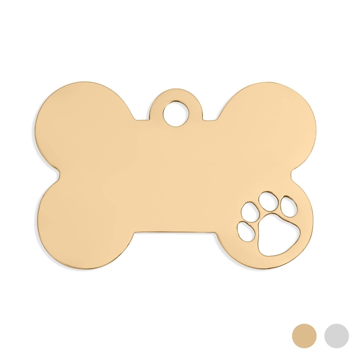 18K Gold PVD Stainless Steel Paw Print Cutout Blank Pet Tag