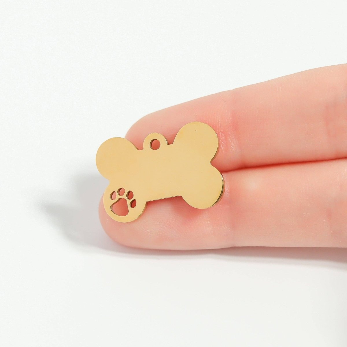 18K Gold PVD Stainless Steel Paw Print Cutout Blank Pet Tag