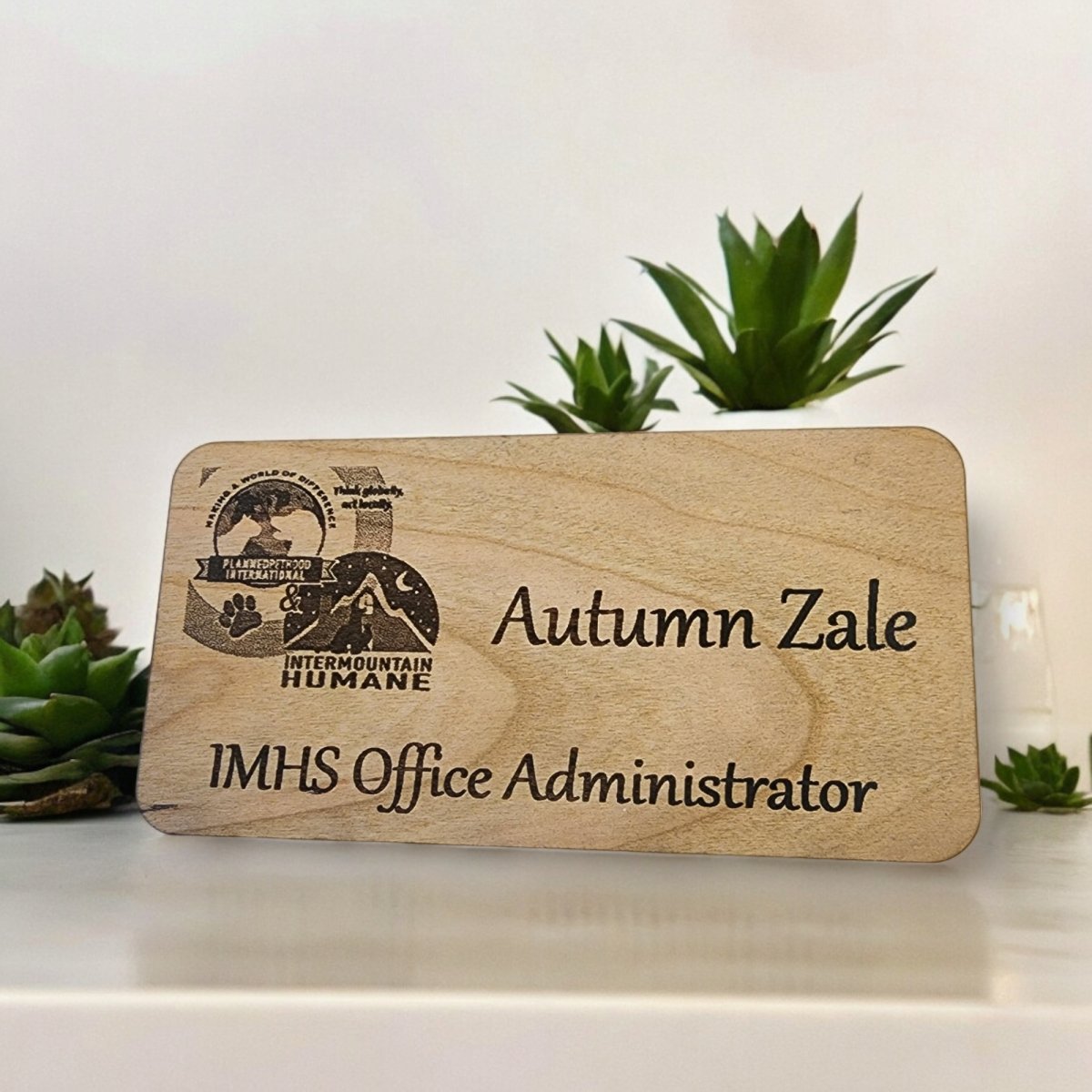 Business Name Tags Made to Order Cherry or Hard Maple