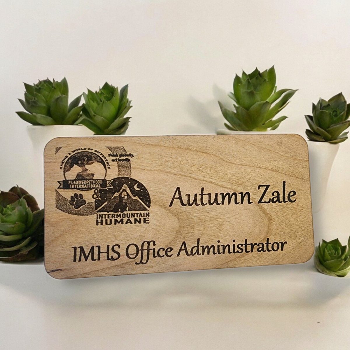 Business Name Tags Made to Order Cherry or Hard Maple