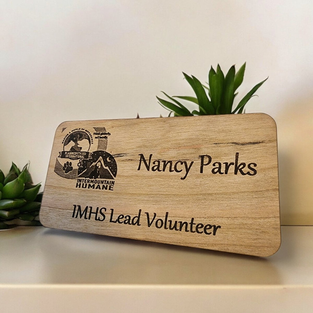 Business Name Tags Made to Order Cherry or Hard Maple