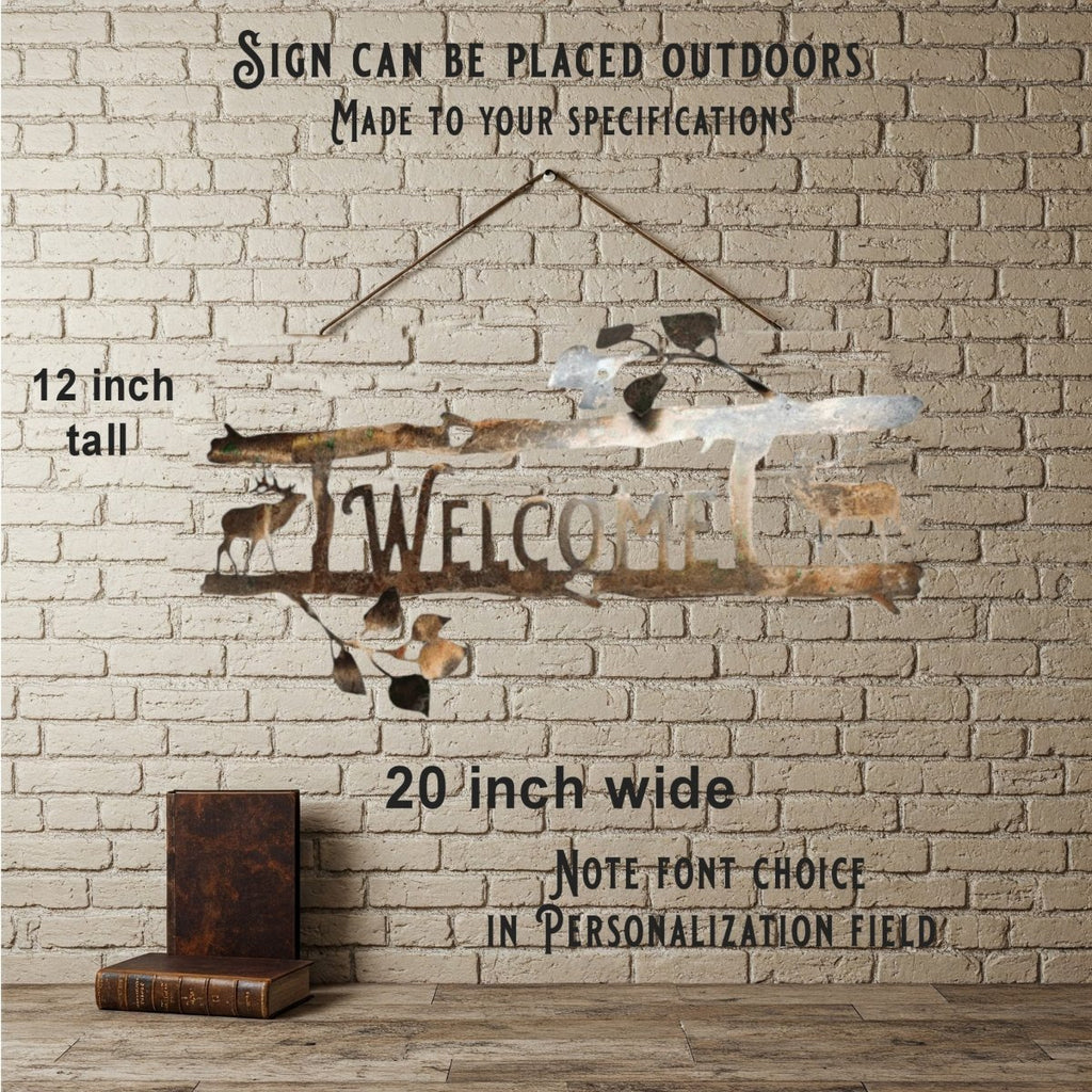 Customizable Aspen Branch House Number Sign | Handcrafted Welcome Sign with Aspen Branch House Numbers: Choose Your Greeting | Rustic Design
