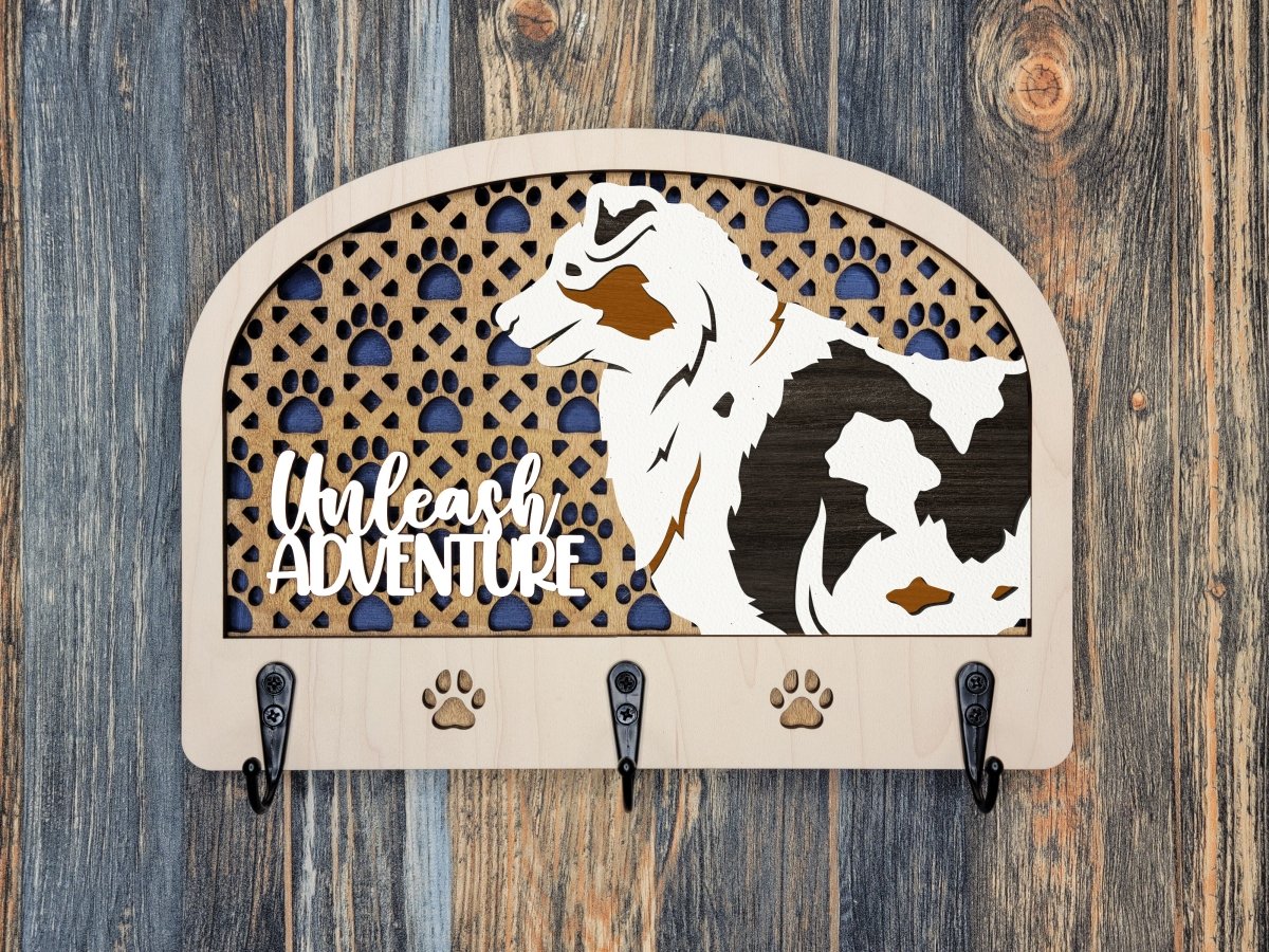 Dog Leash and Collar Holder Hanger personalized any Theme and Breed