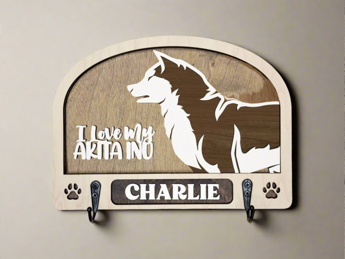 Dog Leash and Collar Holder Hanger personalized any Theme and Breed - Hats Signs Patches 3D printing Engraving