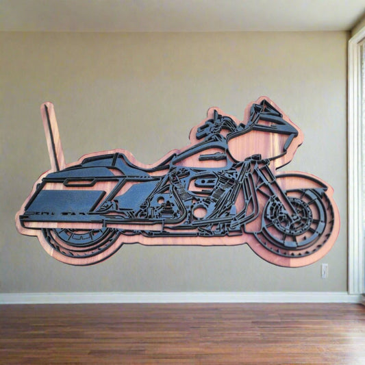 Harley or Indian Motorcycle Wall Art can Be Personalized Aromatic Cedar - Hats Signs Patches 3D printing Engraving