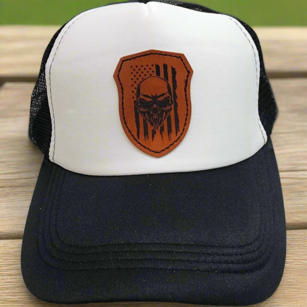Custom Trucker Hat with Leather Patch & Metallic Detailing