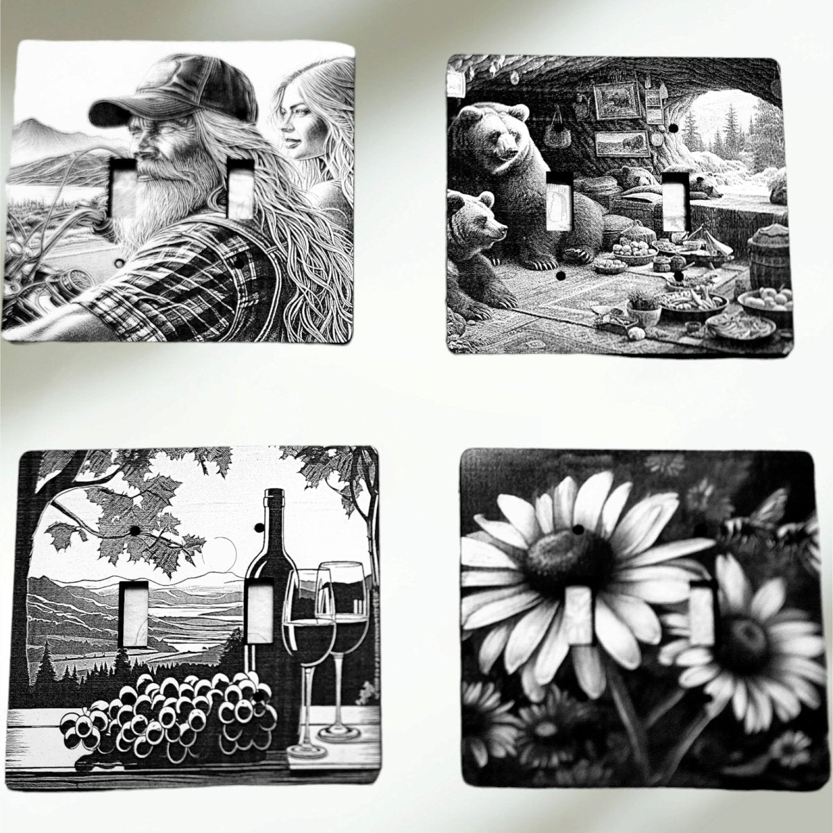 Light Switch Cover Decorative Engraved Wine and the View Art