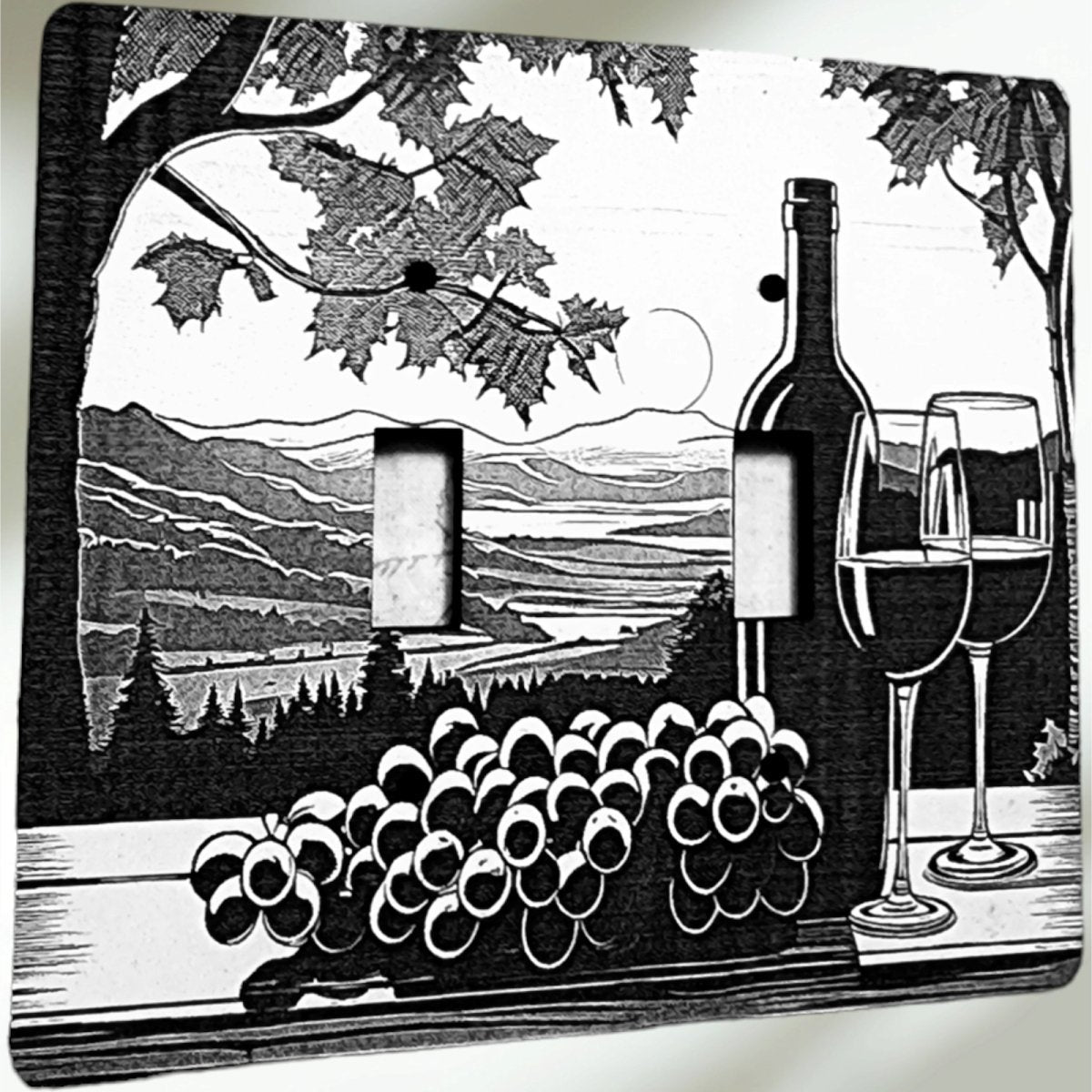 Light Switch Cover Decorative Engraved Wine and the View Art