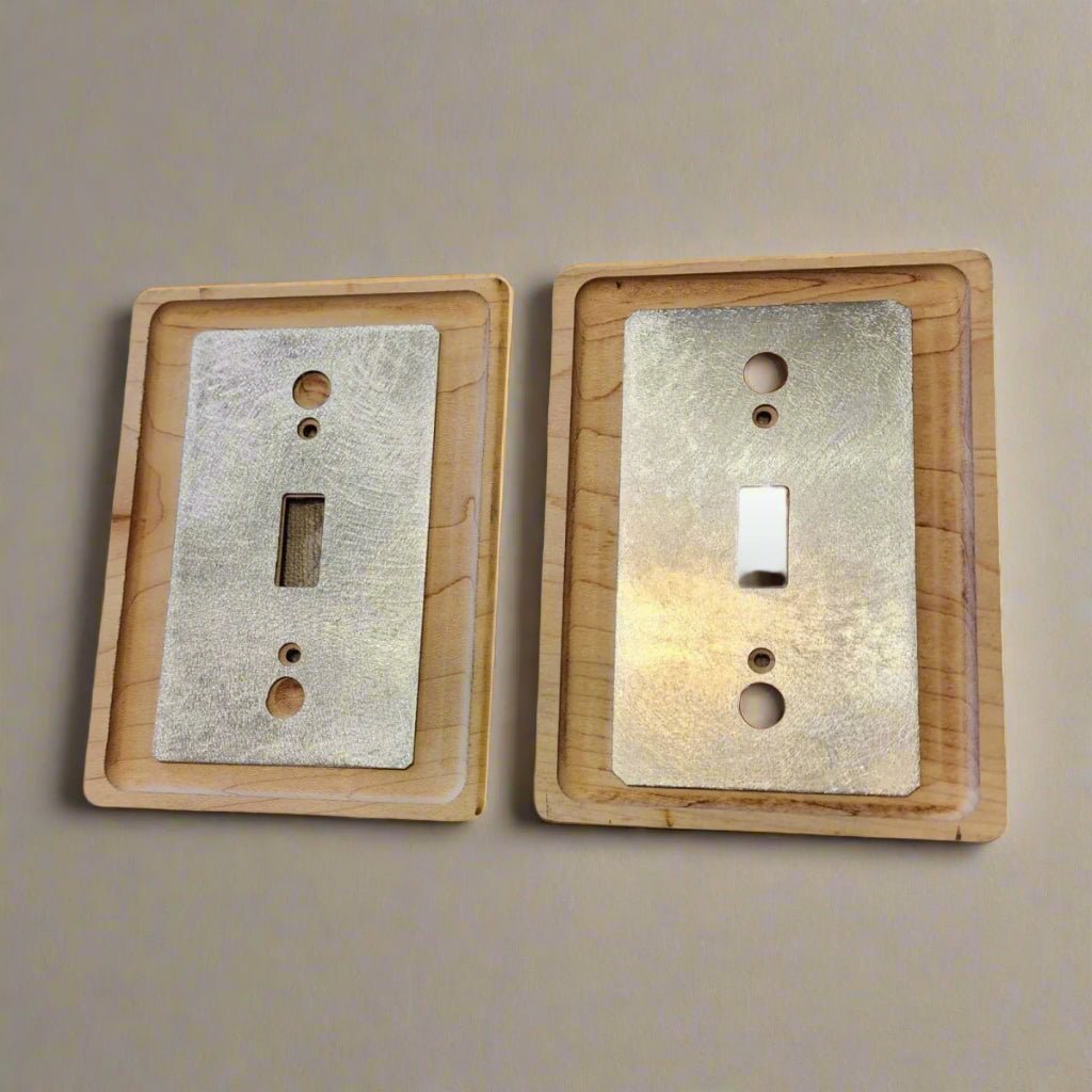 Light Switch Cover Double Wood Hand Made Engraved Country Kitchen Art