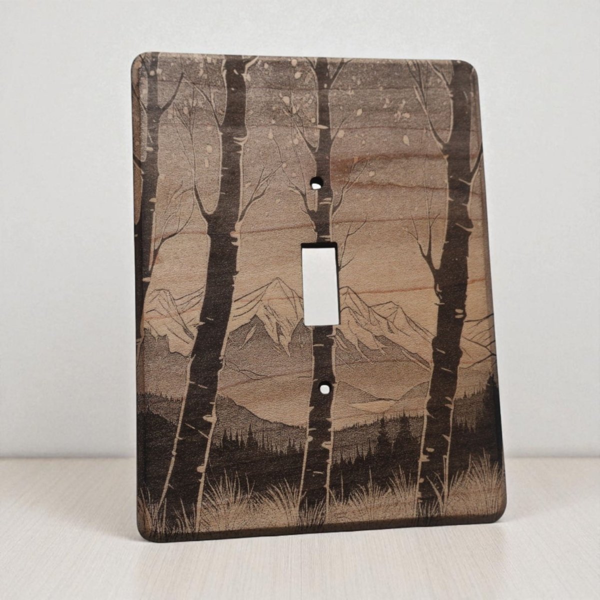 Light Switch Cover Double Wood Hand Made Engraved Country Kitchen Art