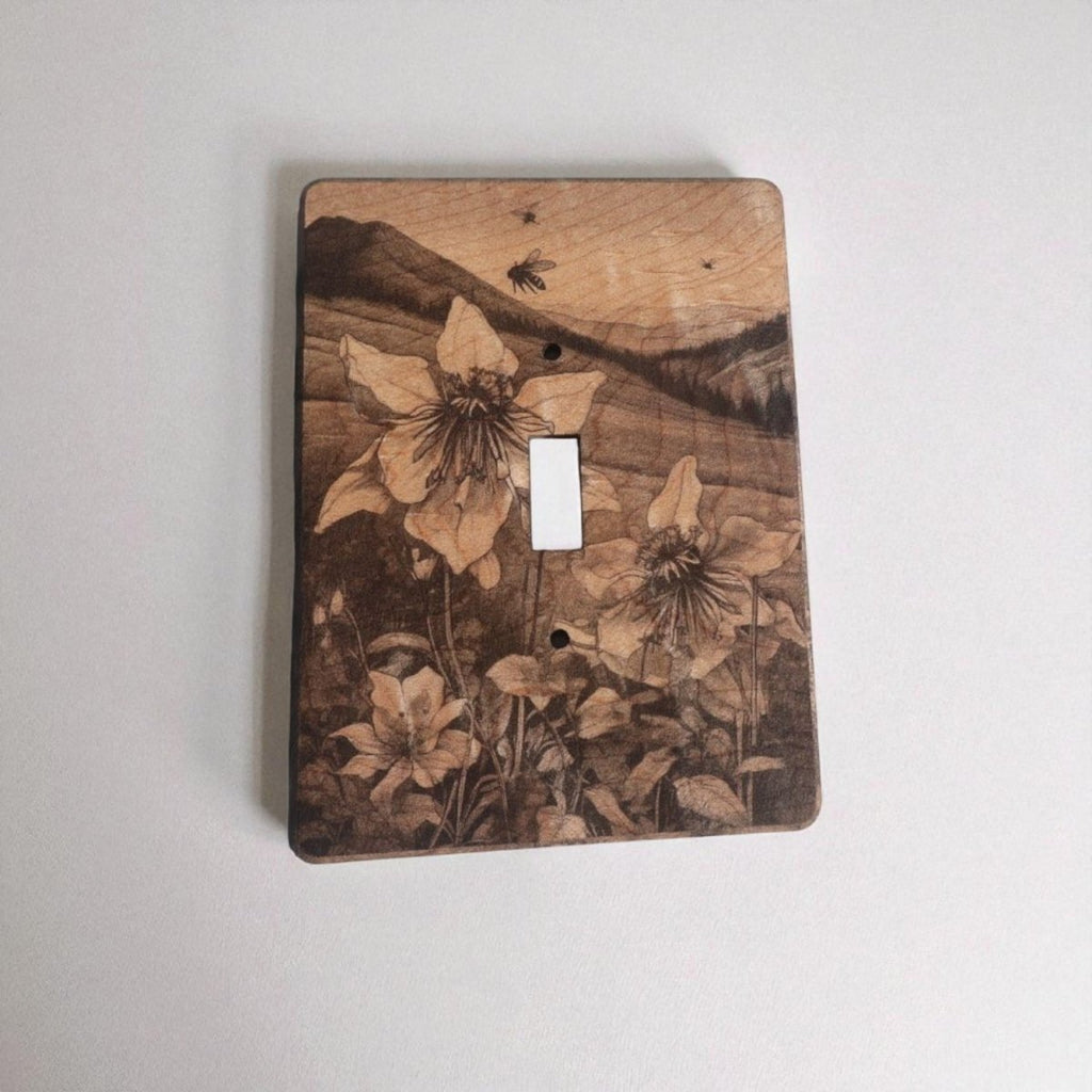 Light Switch Cover Double Wood Hand Made Engraved Country Kitchen Art
