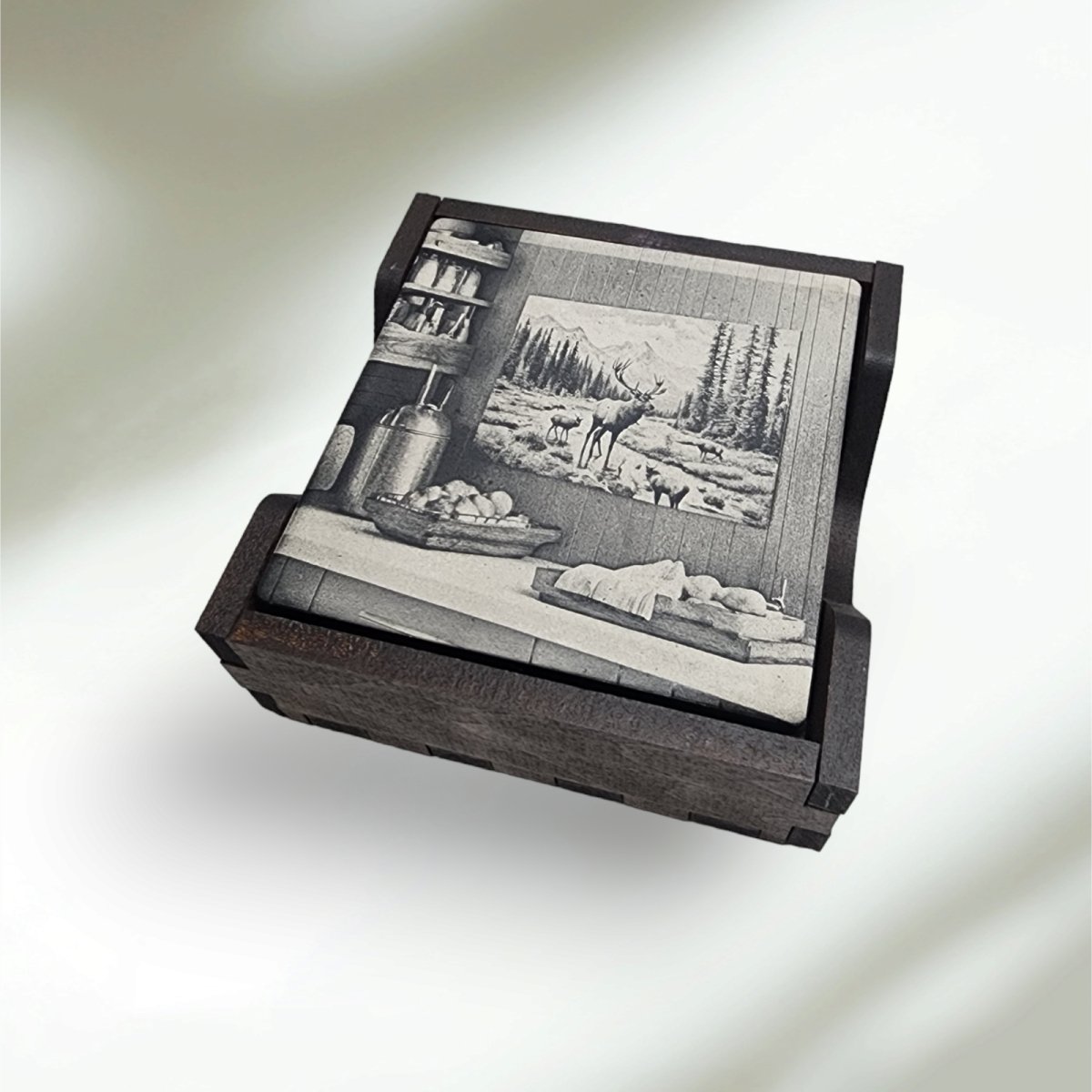 Personalized Coasters (Set of 5) With Holder Engraved Slate