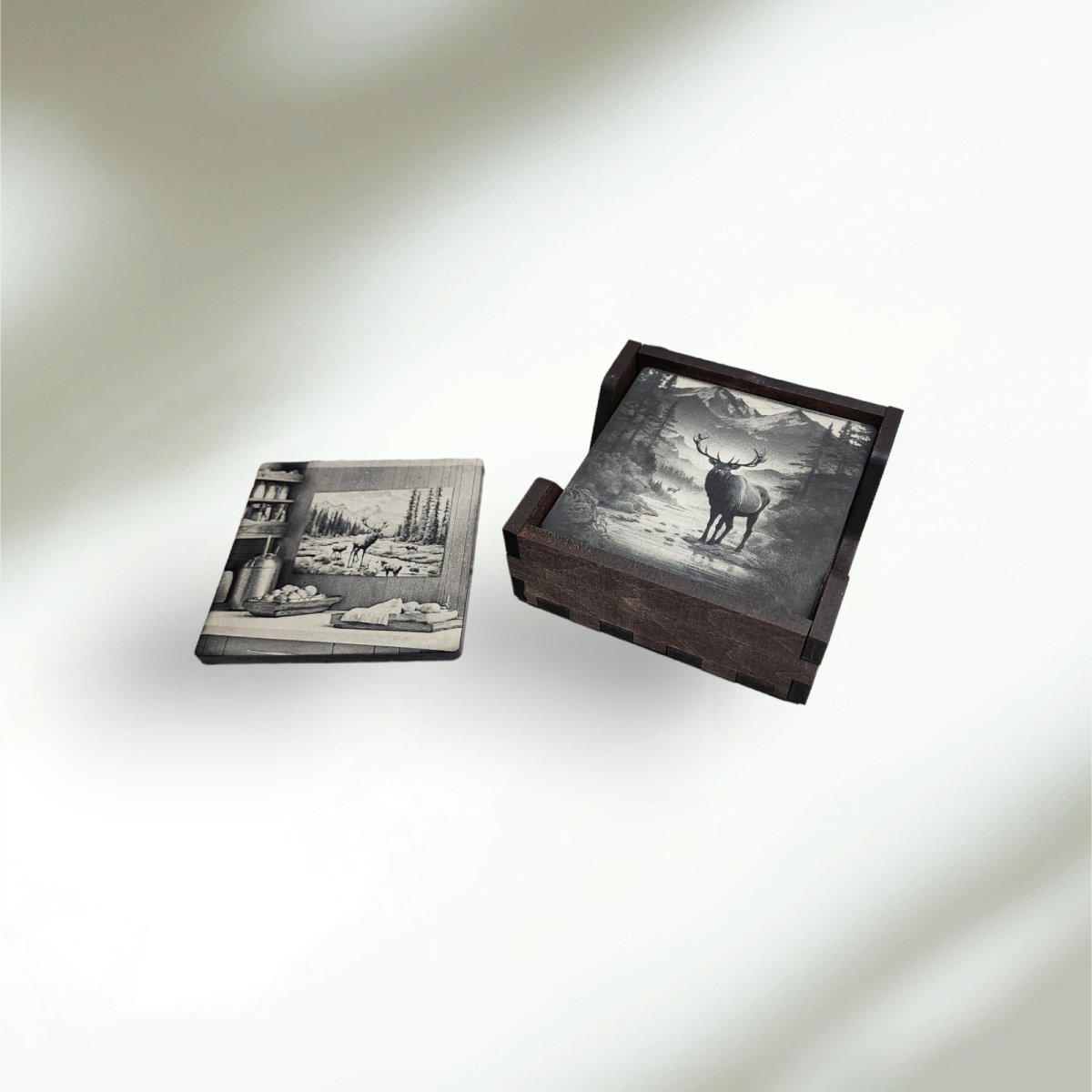 Personalized Coasters (Set of 5) With Holder Engraved Slate