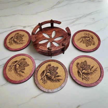 Personalized Custom Coasters (Set of 5) Wood Cork Engraved Custom Personalized