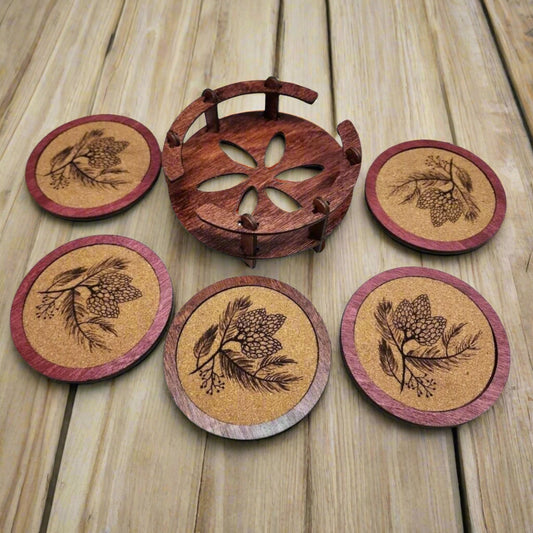 Personalized Custom Coasters (Set of 5) Wood Cork Engraved Custom Personalized