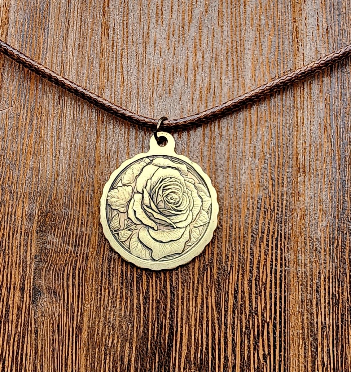 Personalized Solid 3d Engraved Brass Necklace with personalized engraving on Back
