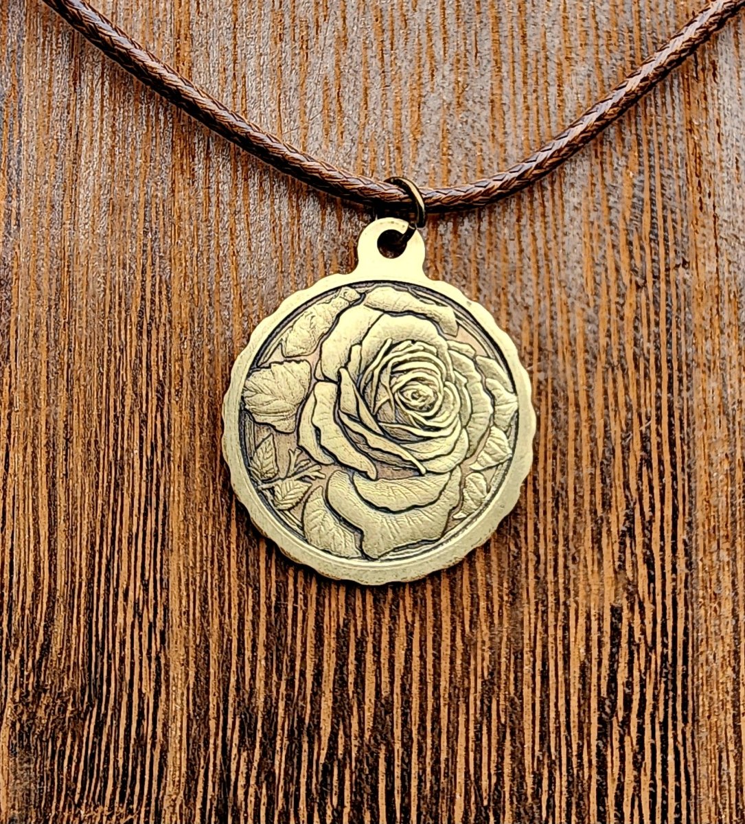 Personalized Solid 3d Engraved Brass Necklace with personalized engraving on Back
