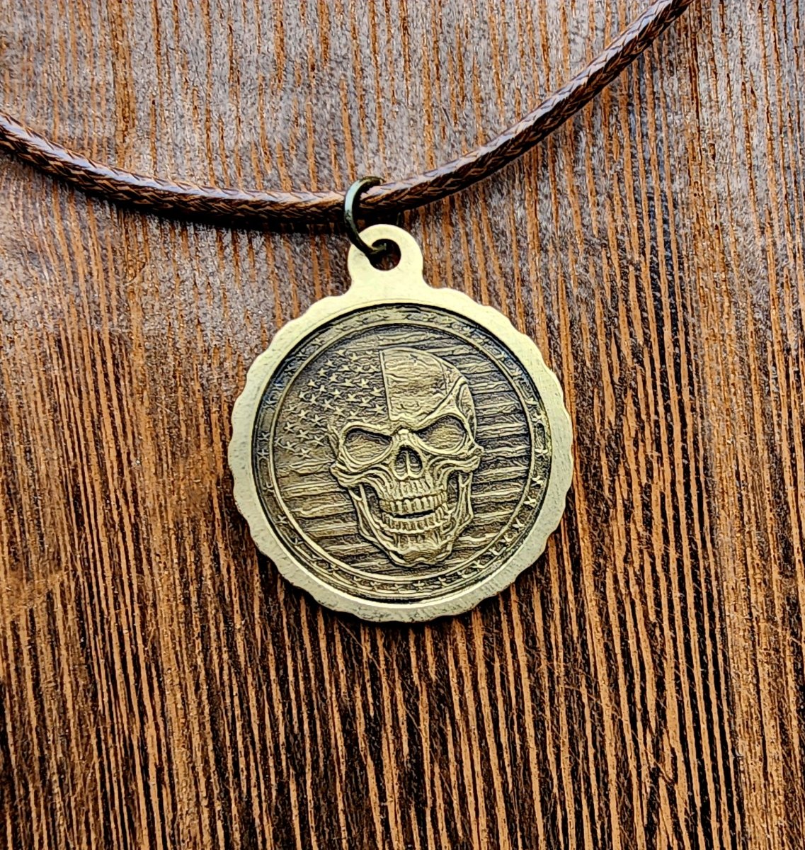 Personalized Solid 3d Engraved Brass Necklace with personalized engraving on Back