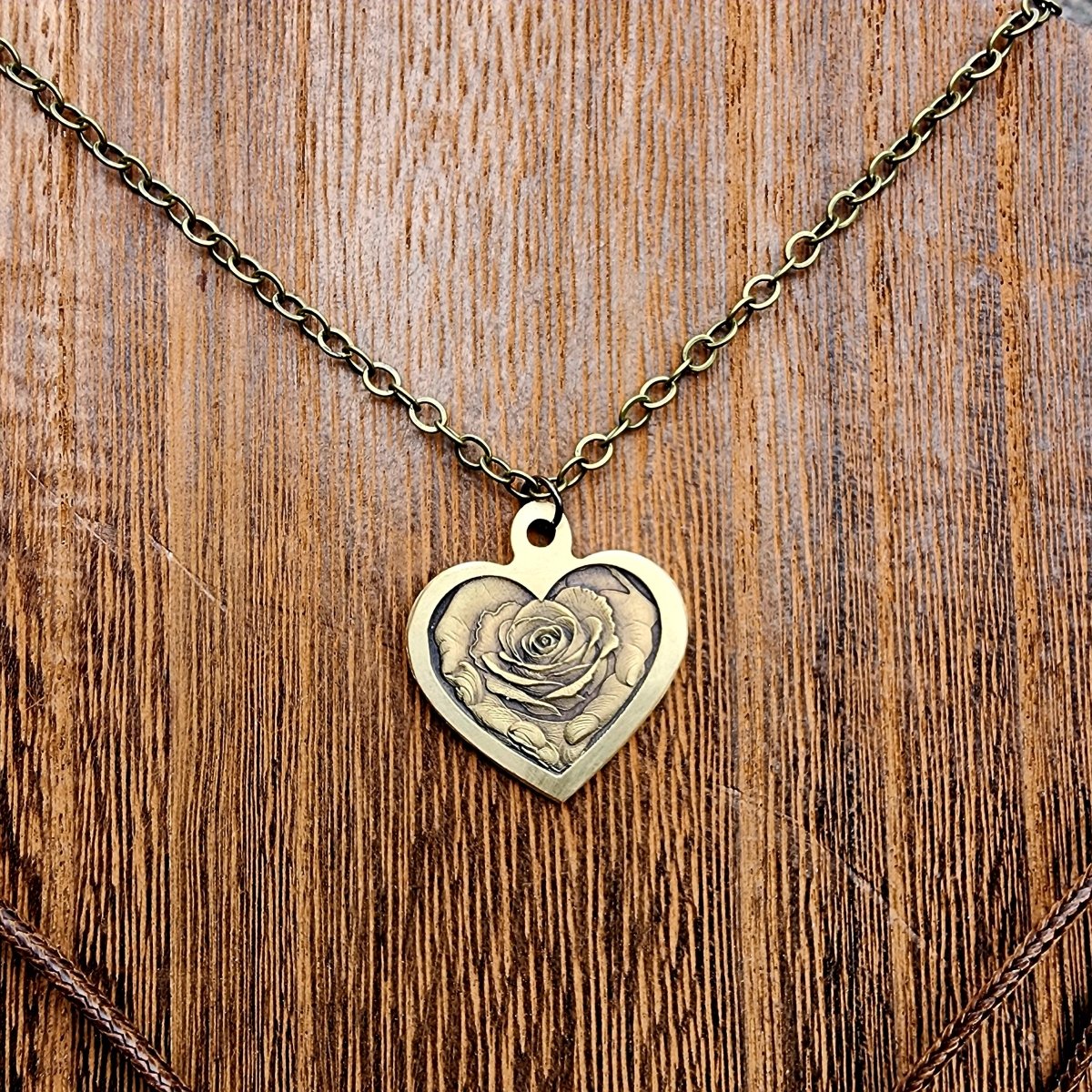 Personalized Solid 3d Engraved Brass Necklace with personalized engraving on Back