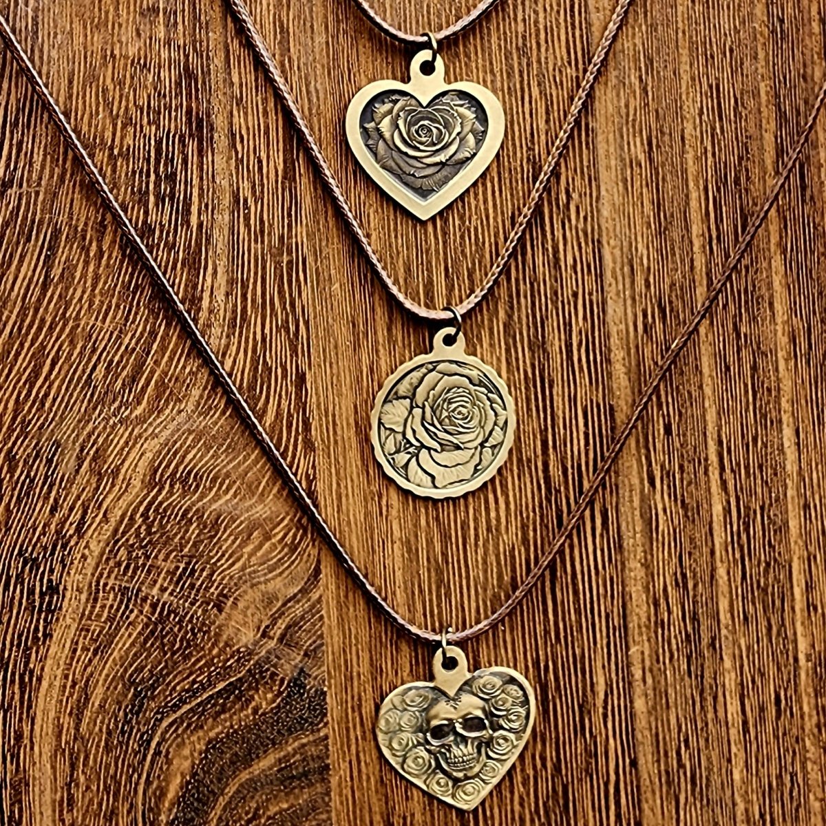 Personalized Solid 3d Engraved Brass Necklace with personalized engraving on Back