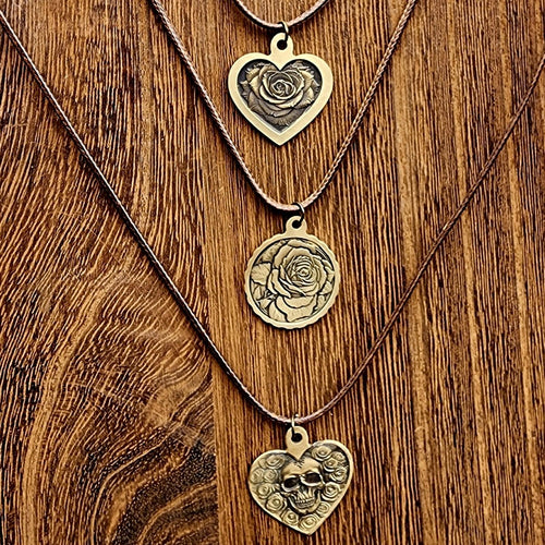 Personalized Solid 3d Engraved Brass Necklace with personalized engraving on Back