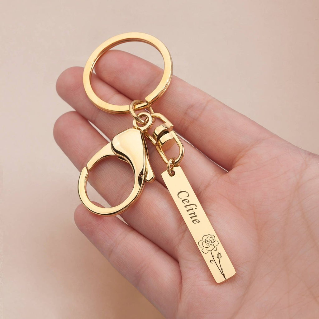 Personalized Stainless Steel Long Bar Engraving Key Chain