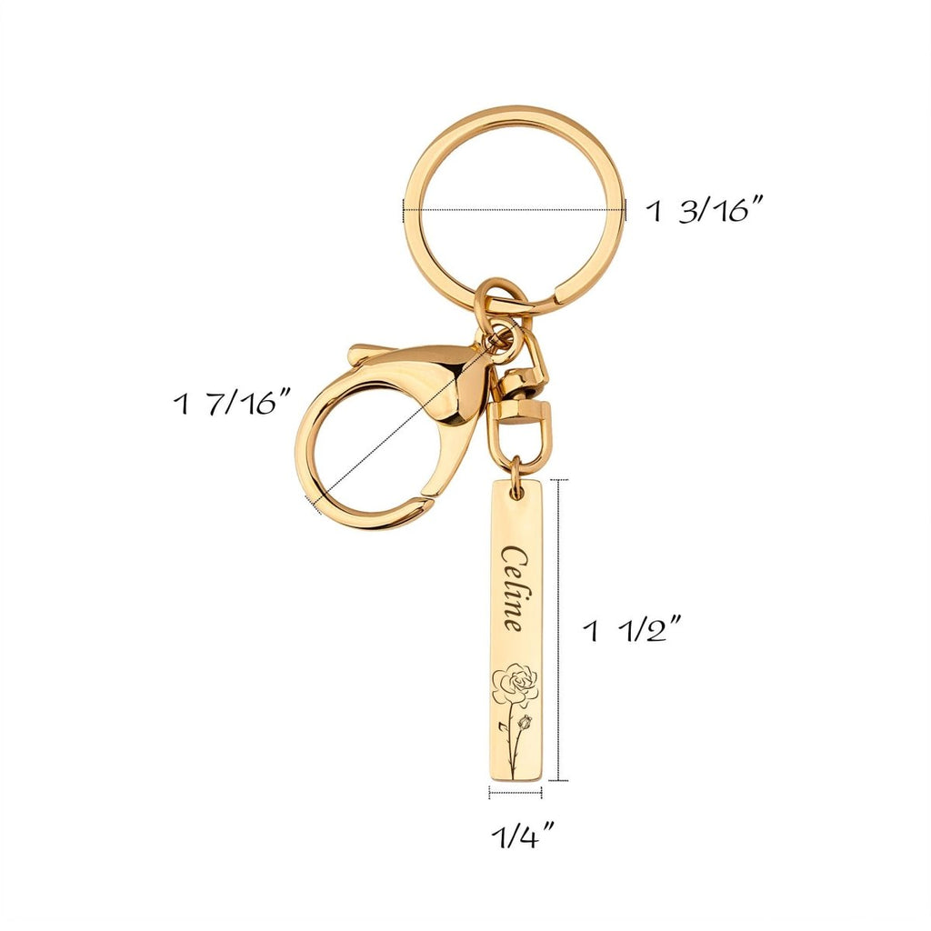 Personalized Stainless Steel Long Bar Engraving Key Chain