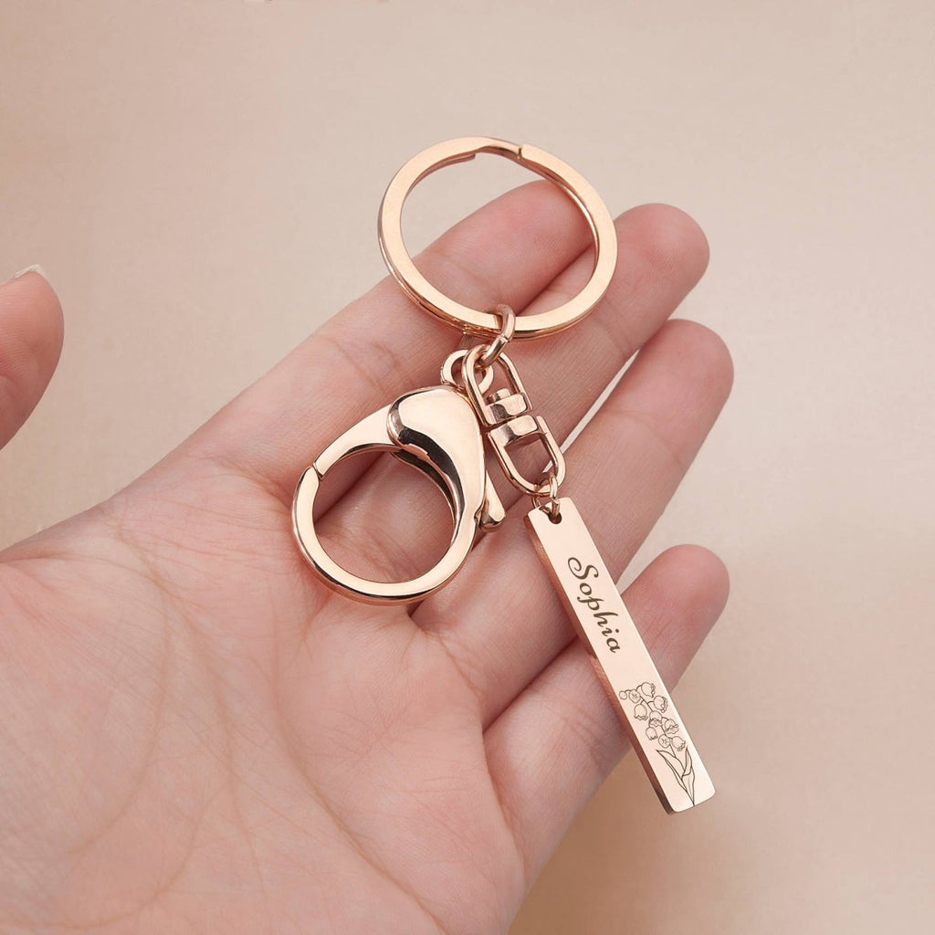 Personalized Stainless Steel Long Bar Engraving Key Chain