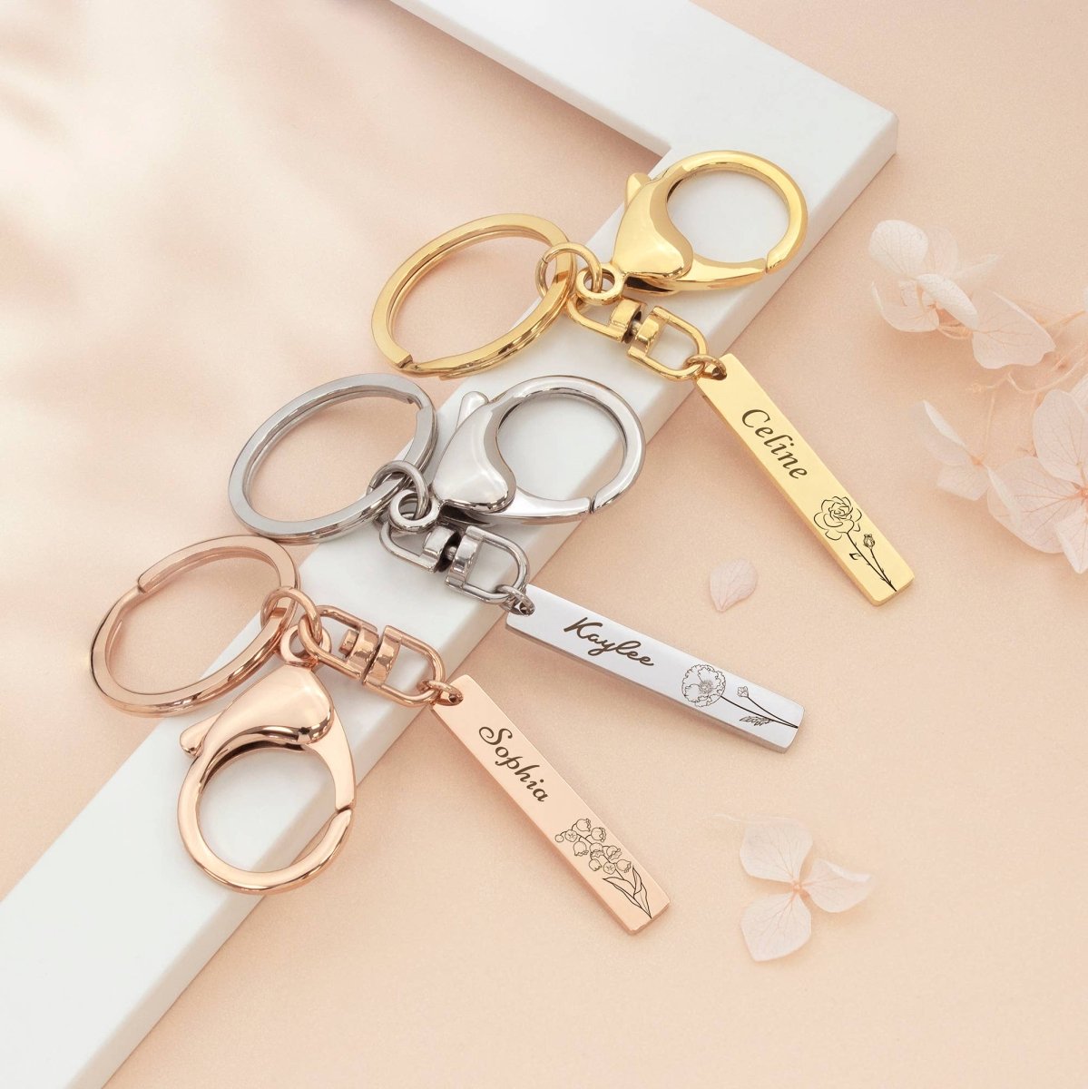 Personalized Stainless Steel Long Bar Engraving Key Chain