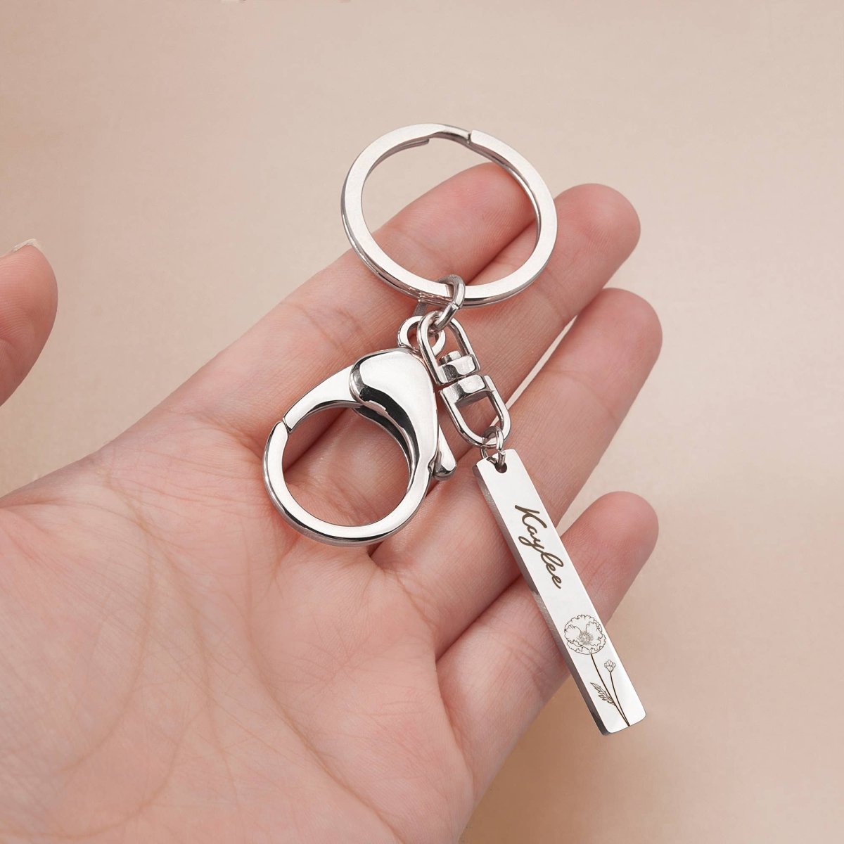 Personalized Stainless Steel Long Bar Engraving Key Chain
