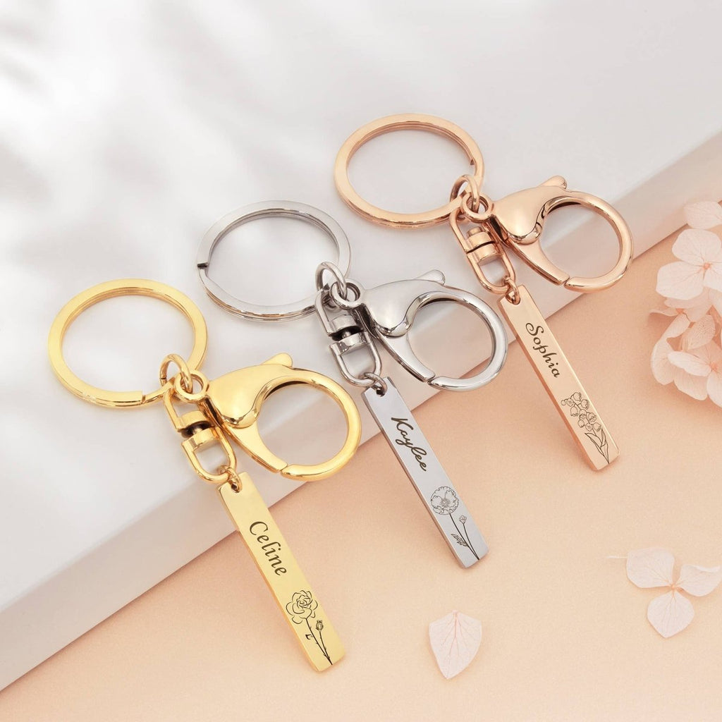 Personalized Stainless Steel Long Bar Engraving Key Chain