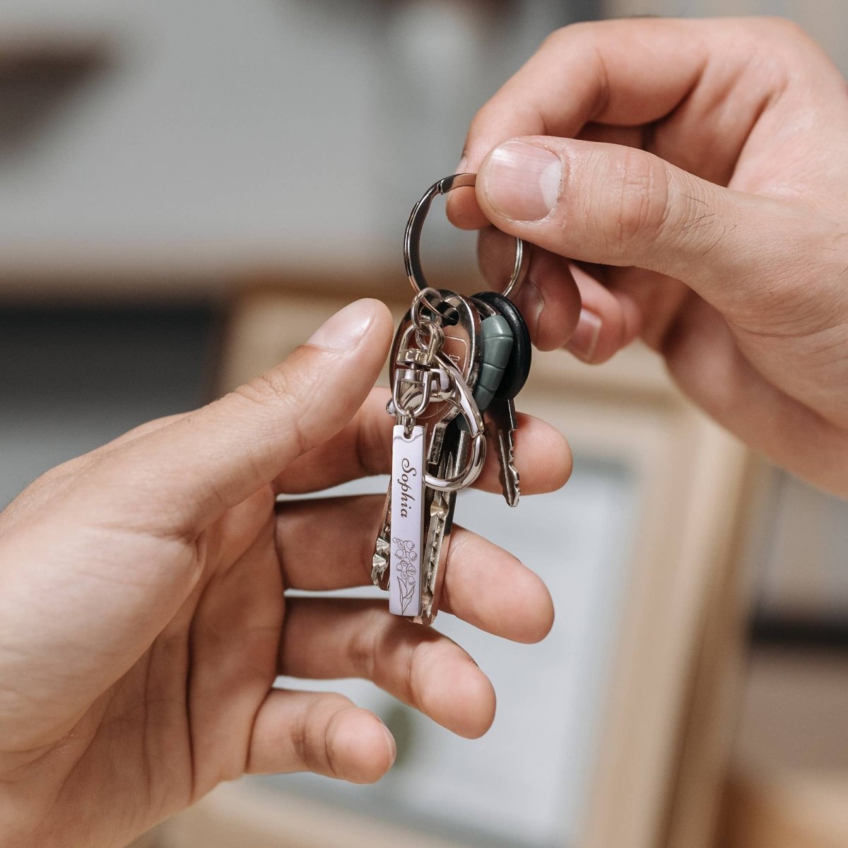Personalized Stainless Steel Long Bar Engraving Key Chain