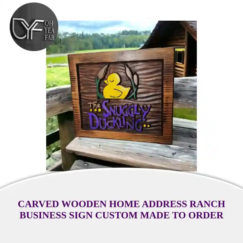 Carved Wooden Home Address Ranch Business Sign Custom made to order by@Outfy