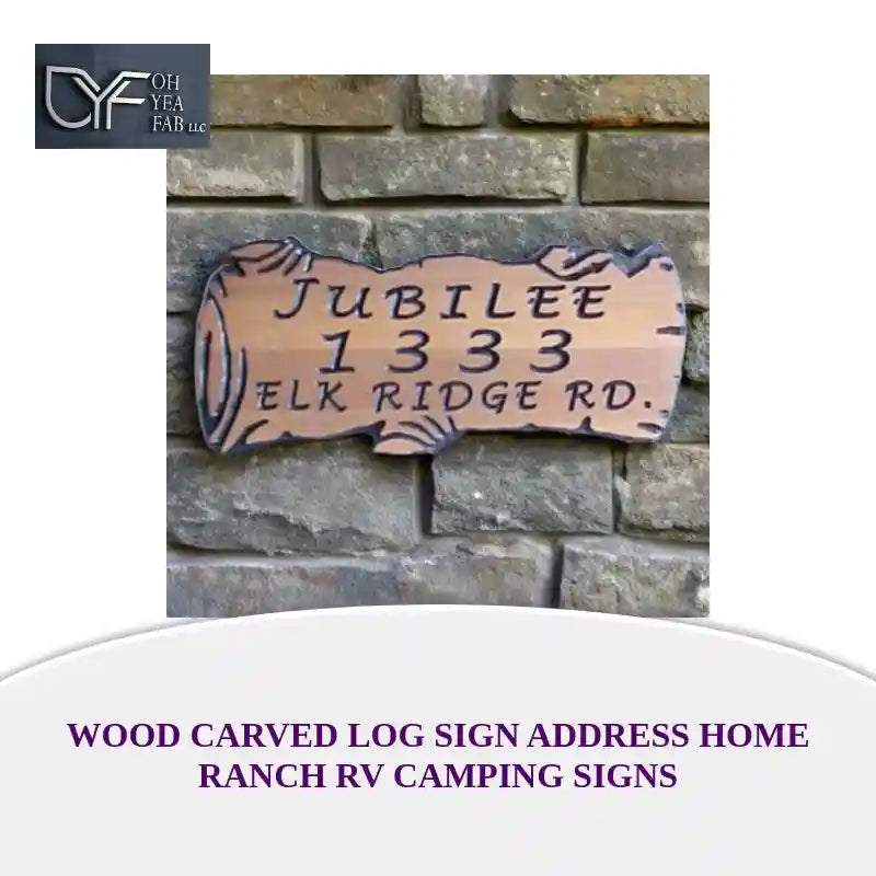 Log Tree Sign Wood Carved Log Sign Address Home Ranch RV Camping Signs – ohyeafab llc
