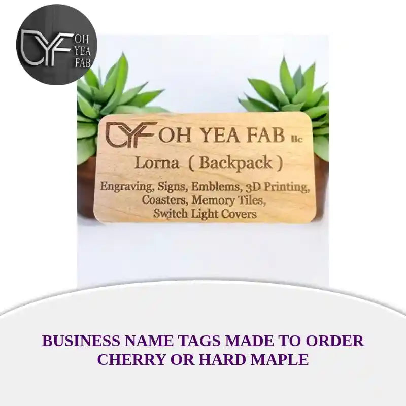 Business Name Tags Made to Order Cherry or Hard Maple by@Outfy