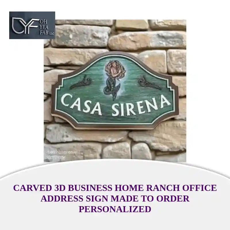 Carved 3D Business Home Ranch Office Address Sign made to order personalized by@Outfy